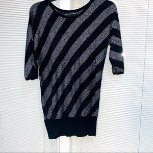 Rock & Republic Black And Silver Metallic Tunic Sweater, Size XS